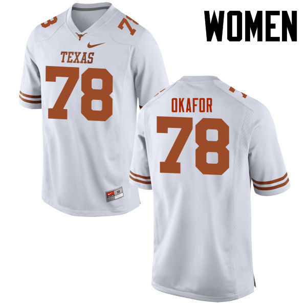 Women #78 Denzel Okafor Texas Longhorns College Football Jerseys-White